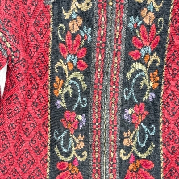 VTG Icelandic Design Wool Cardigan Sweater Medium Floral Granny Cottage Core - Picture 14 of 14
